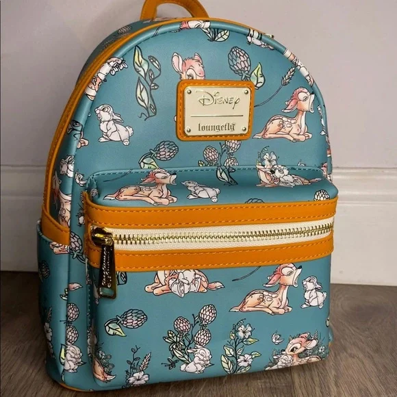 Loungefly Disney Bambi Forest Floral TEAL AOP Mini Backpack Loungefly Disney Bambi Forest Floral Mini Backpack  main image 4